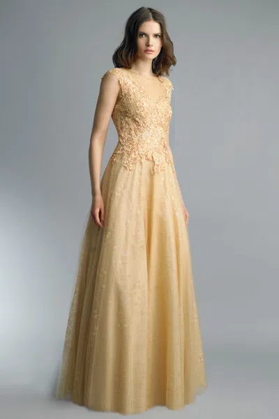 Basix Black Label Sleeveless Ball Gown In Yellow