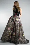 Basix Black Label Long Sleeve Velvet Ballgown With Pockets In Black