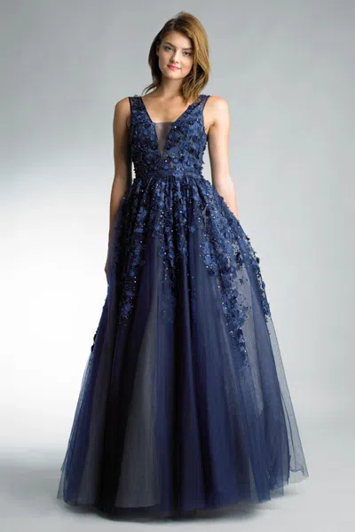 Basix Black Label Sleeveless Ballgown In Blue
