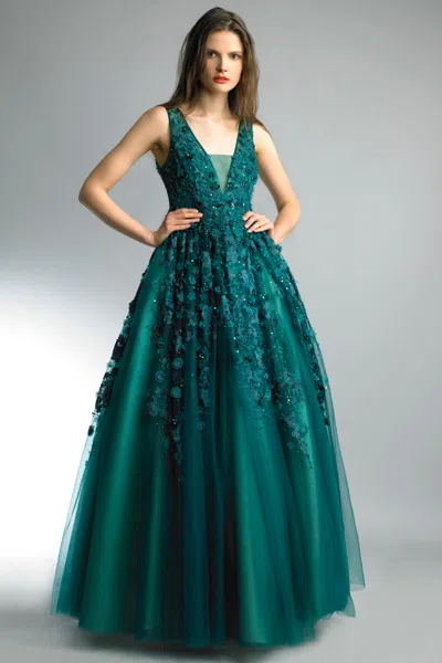 Basix Black Label Sleeveless Ballgown In Metallic