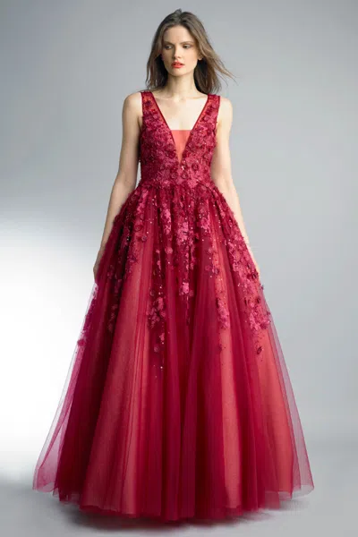 Basix Black Label Sleeveless Ballgown In Red