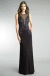 Basix Black Label Sleeveless Beaded And Sequin Gown In Black