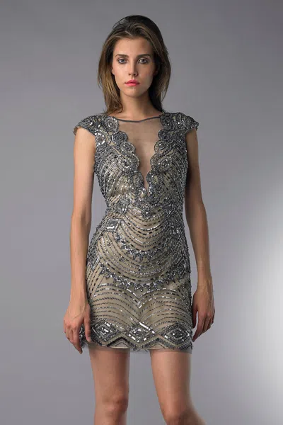 Basix Black Label Sleeveless Beaded Cocktail Dress