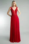 Basix Black Label Sleeveless Beaded Embroidered Gown In Red