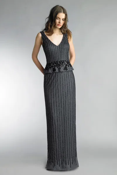 Basix Black Label Sleeveless Beaded Evening Dress