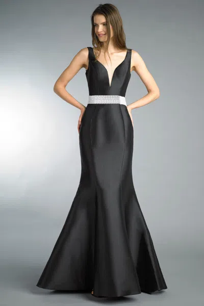 Basix Black Label Sleeveless Beaded Evening Dress In Black