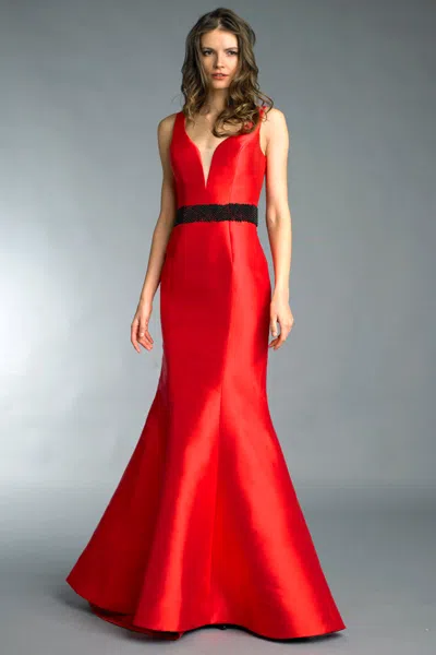 Basix Black Label Sleeveless Beaded Evening Dress In Red