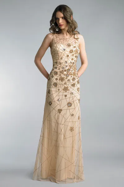 Basix Black Label Sleeveless Beaded Floral Motif Gown