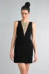 Basix Black Label Sleeveless Crystal Embelished Cocktail Dress