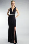 Basix Black Label Sleeveless Crystal Evening Dress