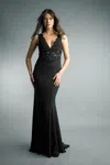 Basix Black Label Sleeveless Embellished Evening Dress In Black