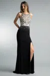Basix Black Label Sleeveless Embellished Evening Gown In Black