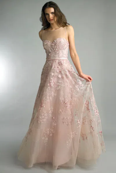 Basix Black Label Sleeveless Embroidered Evening Dress