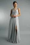 Basix Black Label Sleeveless Embroidered Gown
