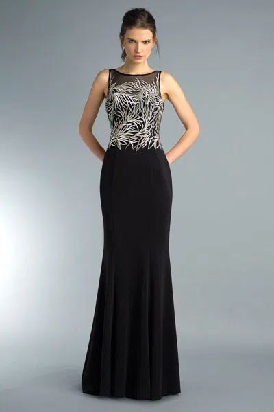Basix Black Label Sleeveless Embroidered Gown In Multi