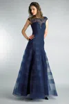 Basix Black Label Sleeveless Eveing Gown In Blue