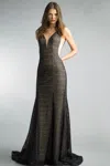 Basix Black Label Sleeveless Evenign Gown In Black