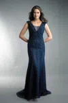 Basix Black Label Sleeveless Evening Gown In Blue