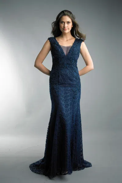 Basix Black Label Sleeveless Evening Gown In Blue