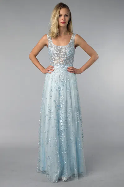 Basix Black Label Sleeveless Evening Gown In Blue