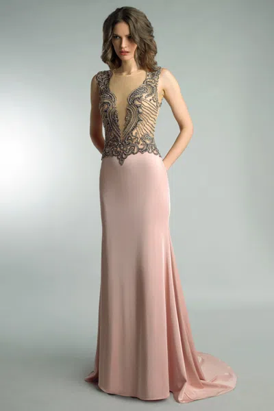 Basix Black Label Sleeveless Evening Gown In Brown