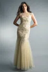 Basix Black Label Sleeveless Evening Gown In Gold