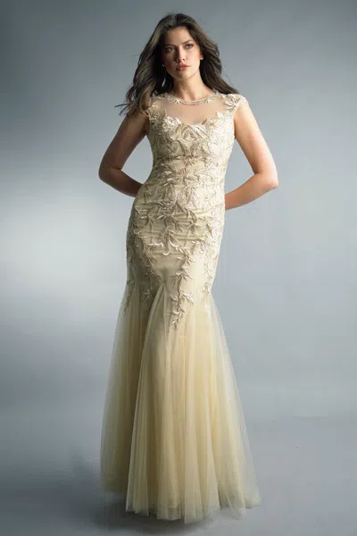 Basix Black Label Sleeveless Evening Gown In Gold