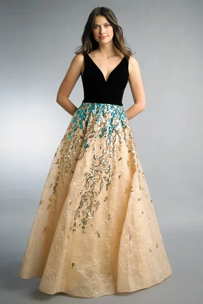 Basix Black Label Sleeveless Evening Gown In Multi