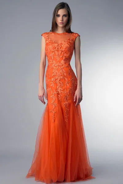 Basix Black Label Sleeveless Evening Gown In Orange