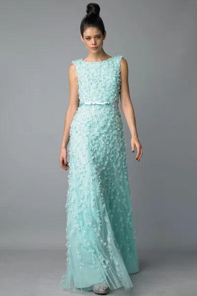 Basix Black Label Sleeveless Evening Gown With Laser Cut Floral Fabric