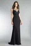 Basix Black Label Sleeveless Evening Gown With Sequin Bust In Black