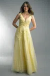 Basix Black Label Sleeveless Evening Gown In Yellow
