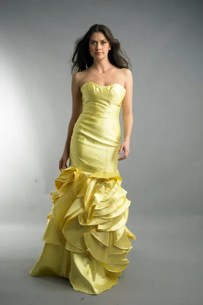 Basix Black Label Sleeveless Evening Gown In Yellow