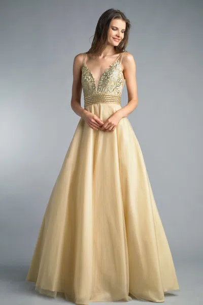 Basix Black Label Sleeveless Evening Gown In Yellow