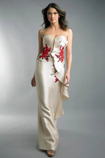 Basix Black Label Sleeveless Floral Embellished Gown