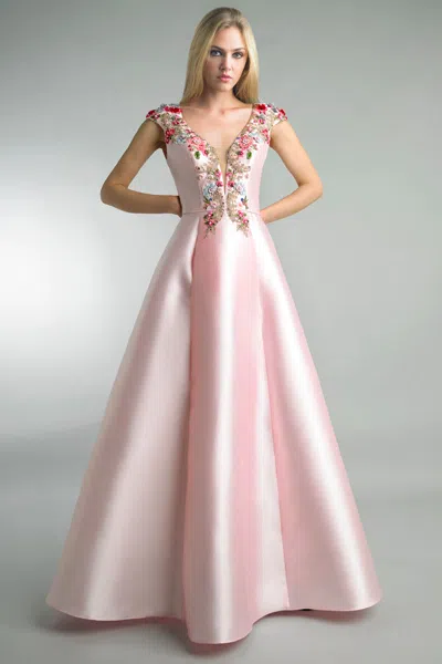 Basix Black Label Sleeveless Floral Embellished Gown In Pink