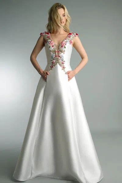 Basix Black Label Sleeveless Floral Embellished Gown In Yellow