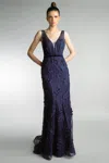 Basix Black Label Sleeveless Floral Evening Dress In Blue