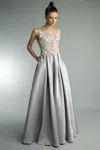 Basix Black Label Sleeveless Floral Evening Gown