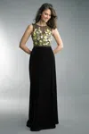 Basix Black Label Sleeveless Floral Gown In Black