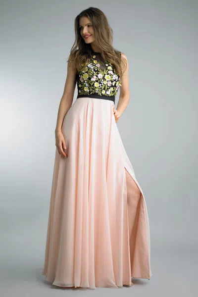 Basix Black Label Sleeveless Floral Gown In Multi