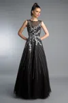 Basix Black Label Sleeveless Gown With Floral Motif