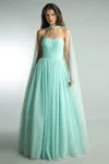 Basix Black Label Sleeveless Gown With Sheer Cape