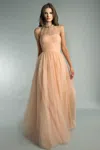 Basix Black Label Sleeveless Gown With Sheer Cape