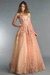 Basix Black Label Sleeveless Halter Evening Gown