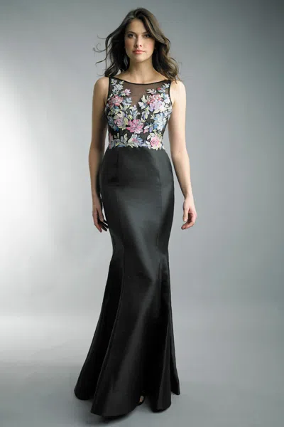 Basix Black Label Sleeveless Hand Painted Floral Dress In Black