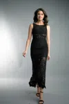 Basix Black Label Sleeveless Lace Illusion Gown In Black