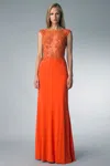 Basix Black Label Sleeveless Matte Jersey Evening Gown In Orange