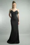 Basix Black Label Sleeveless Of Shoulder Evening Dress In Black
