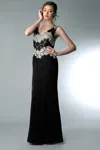 Basix Black Label Sleeveless Plunge Back V Neck Evening Dress
